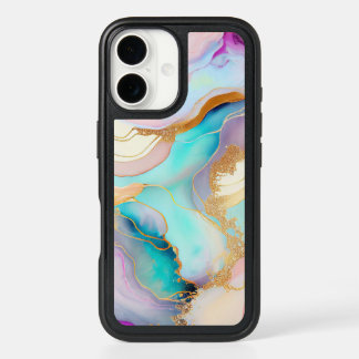 Pastel marble ink abstract glitter art iPhone 16 case