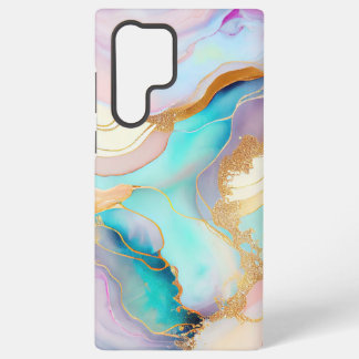 Pastel marble ink abstract glitter art samsung galaxy s22 ultra case