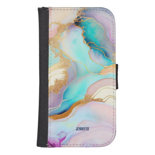 Pastel marble ink abstract glitter art galaxy s4 wallet case