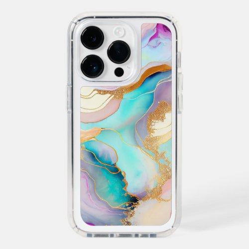 Pastel marble ink abstract glitter art speck iPhone 14 pro case