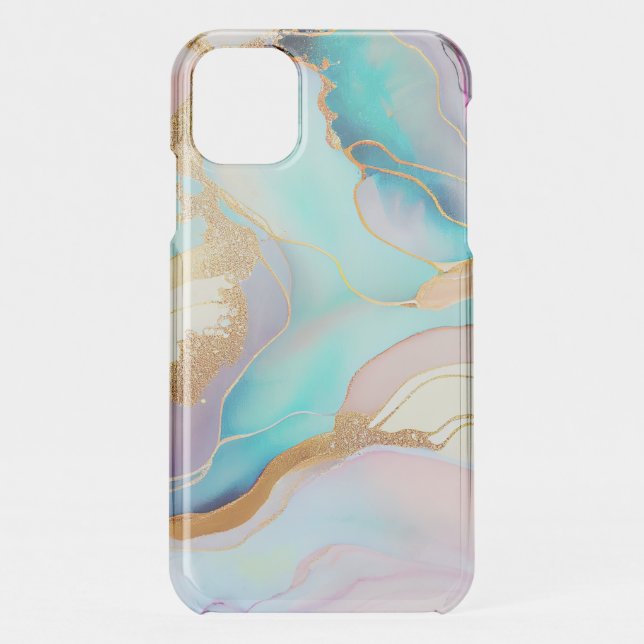 Pastel marble ink abstract glitter art uncommon iPhone case (Back)