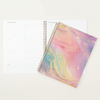 Pastel Marble Planner with Gold Sparkles