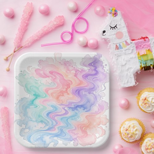 Pastel Marble Swirl Coaster Paper Plates