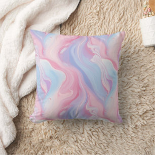 Pastel Marble Swirl Pattern Pink Blue Abstract Throw Pillow