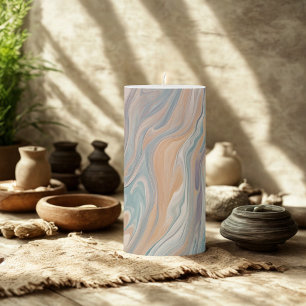 Pastel Marble Swirl Pillar Candle