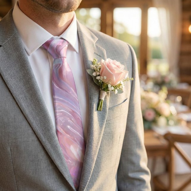 Pastel Marble Swirl - Pink Purple Blue Abstract Neck Tie (Creator Uploaded)