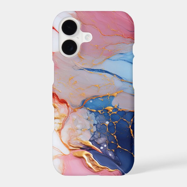 Pastel Marble with Gold Elegance iPhone Case (Back)