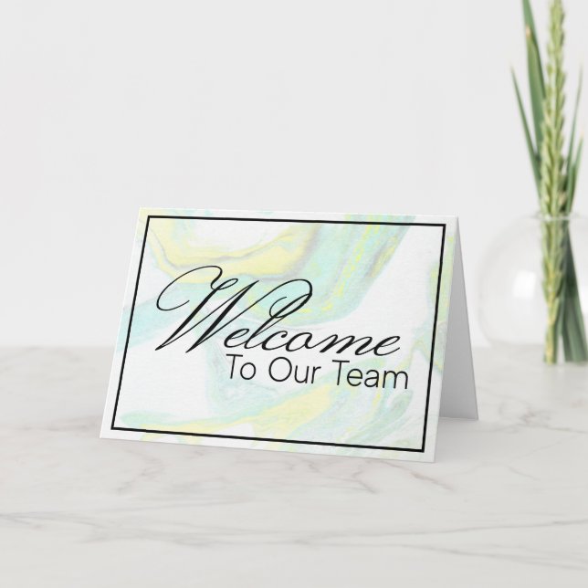 Pastel Marbled Welcome to the Team New Employee Card (Front)