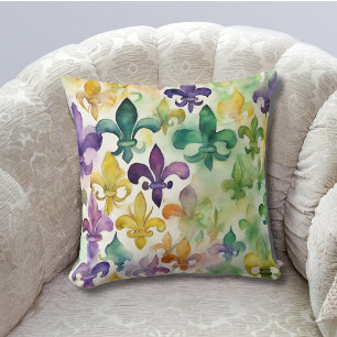 Pastel Mardi Gras  Throw Pillow