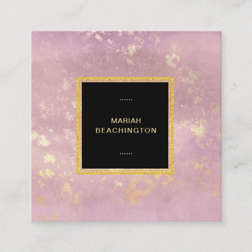  Pastel Mauve Abstract Gold Flake Glitter Square Business Card