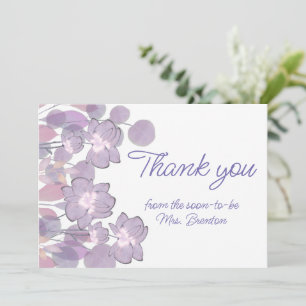 Pastel mauve purple blush floral watercolor thank you card