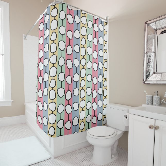 Pastel MCM Colorful Lines  Shower Curtain (In Situ)