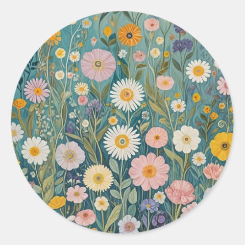 Pastel Meadow Bliss Classic Round Sticker