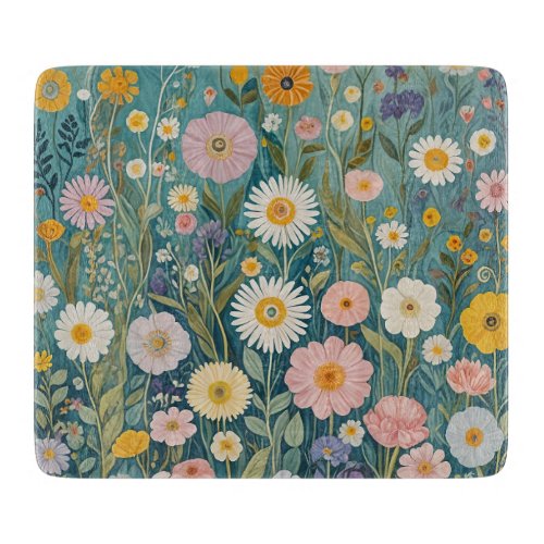 Pastel Meadow Bliss Cutting Board