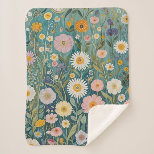 Pastel Meadow Bliss Sherpa Blanket