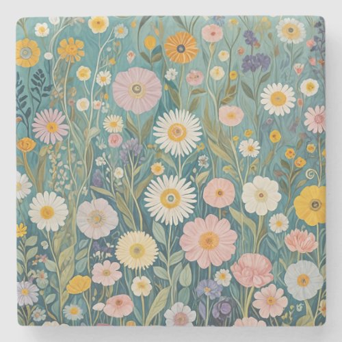 Pastel Meadow Bliss Stone Coaster