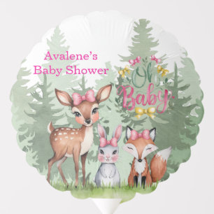 Pastel Meadow Companions: Oh Baby Girl Baby Shower Balloon
