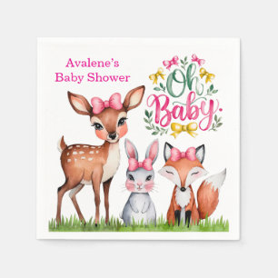 Pastel Meadow Companions: Oh Baby Girl Baby Shower Napkins