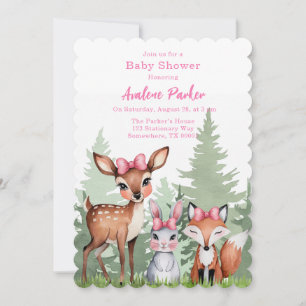 Pastel Meadow Companions: Oh Baby Girl Shower Invitation