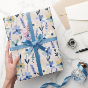 Pastel Meadow Daisies and Lavender Wrapping Paper