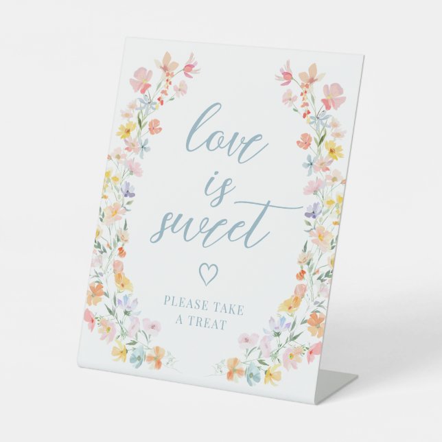Pastel Meadow Flower Wedding Treat Favor Sign (Front)