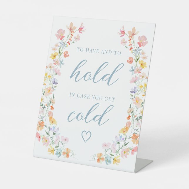 Pastel Meadow Flower Wreath Wedding Blanket Sign (Front)