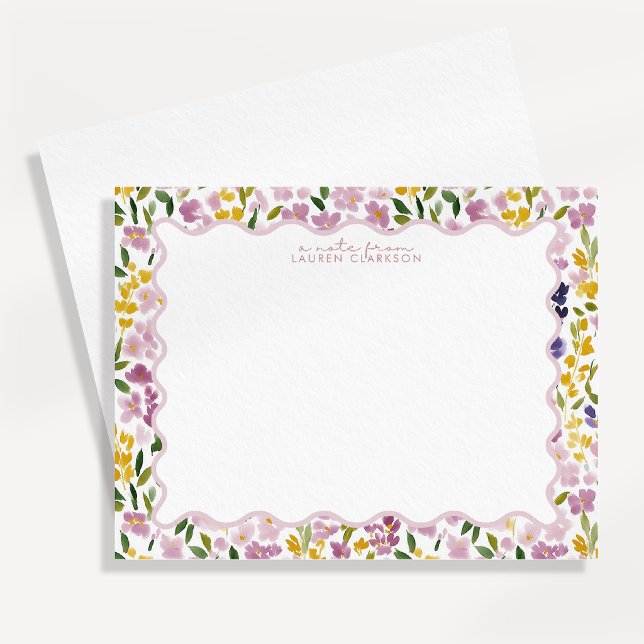 Pastel Meadow Wavy Floral Note Card (Creator Uploaded)