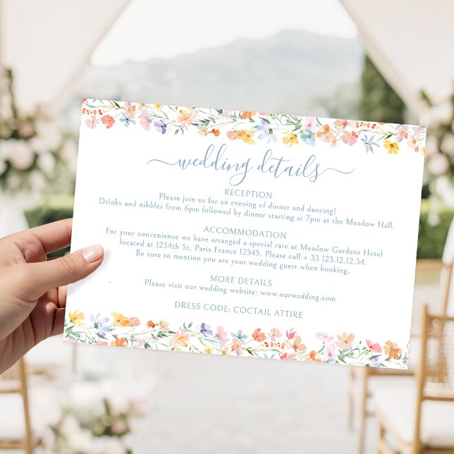 Pastel Meadow Wild Flower Wedding Details Cards (Creator Uploaded)
