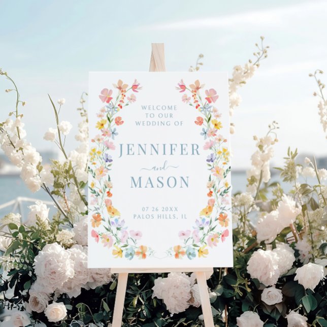 Pastel Meadow Wildflower Wedding Welcome Sign (Creator Uploaded)