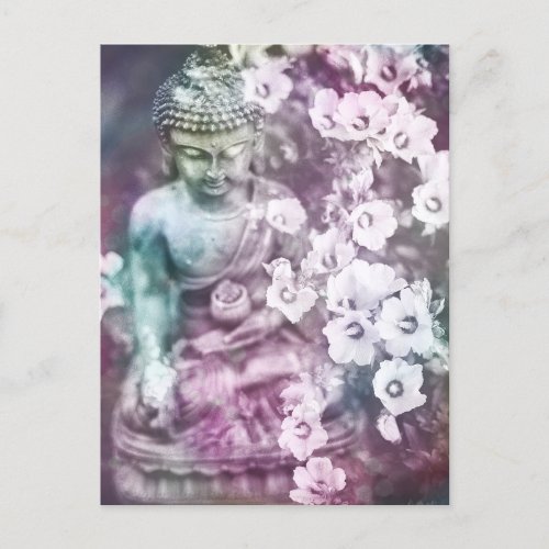  Pastel Meditation Zen Buddha Meditate Flowers Postcard