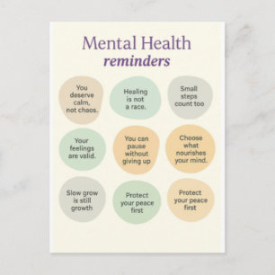 Pastel Mental Health Reminder Postcard