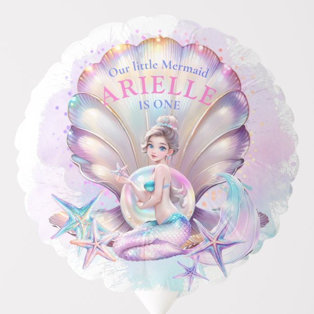 Pastel Mermaid 1st Birthday Under The Sea Mermaid Balloon (Front)