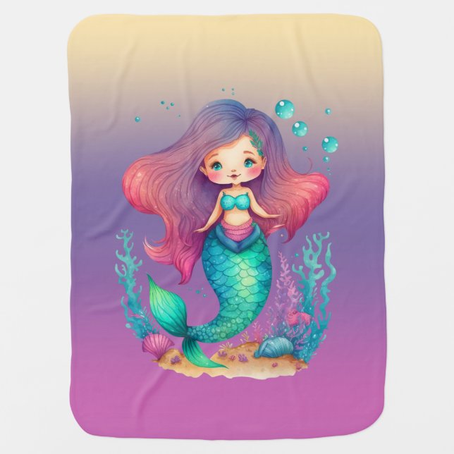 Pastel mermaid baby blanket (Front)