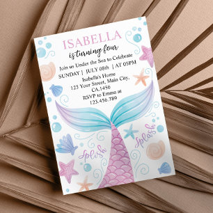 Pastel Mermaid Birthday Invitation