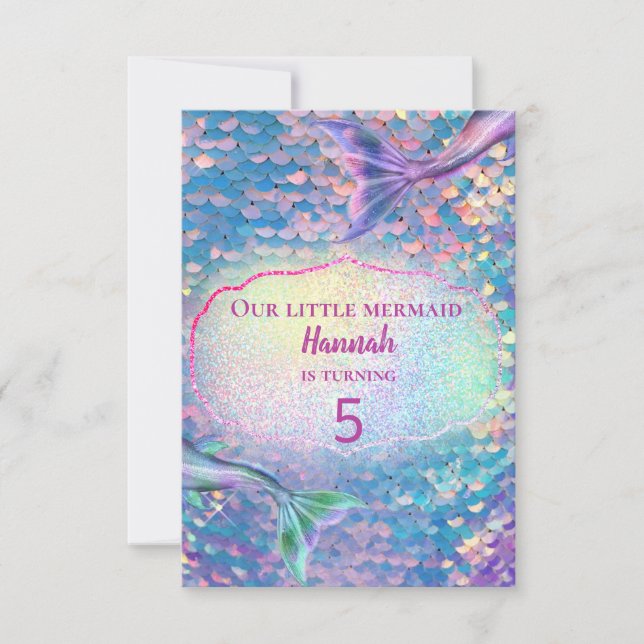 pastel mermaid Birthday Party Invitation (Front)