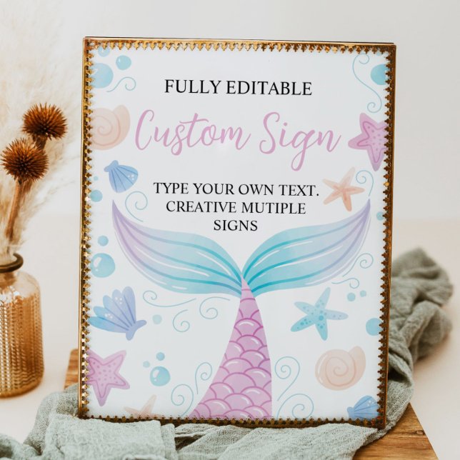 Pastel Mermaid Birthday Party Table Sign (Creator Uploaded)