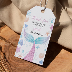 Pastel Mermaid Birthday Party Thank You Tag