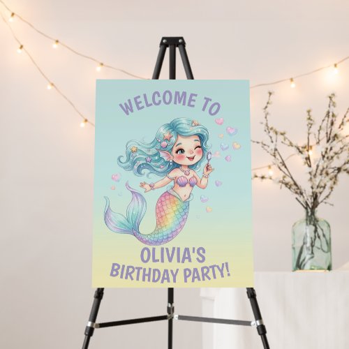 Pastel Mermaid Birthday Party Welcome Sign