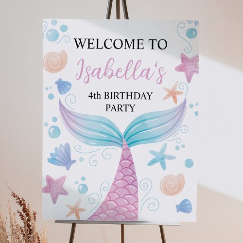 Pastel Mermaid Birthday Welcome Sign