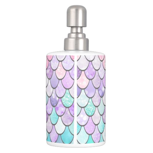 Pastel Mermaid Cute Bathroom, Pink, Purple,Teal Bath Set (Back)