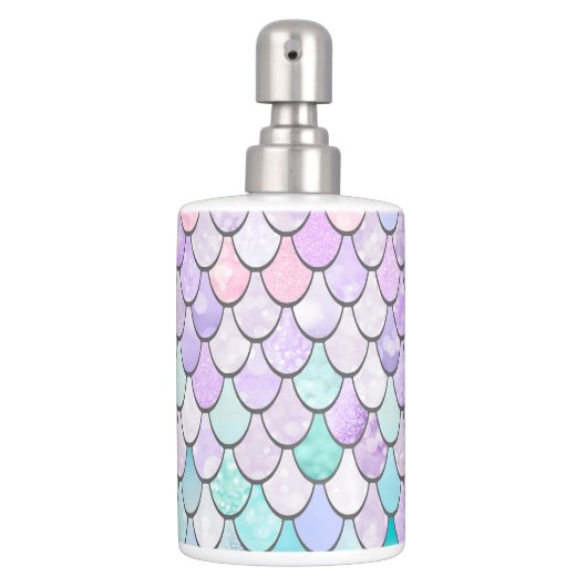 Pastel Mermaid Cute Bathroom, Pink, Purple,Teal Bath Set (Front)