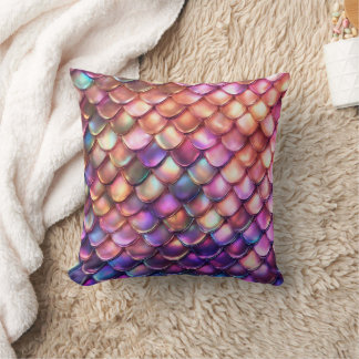 Pastel Mermaid Dreamy Fish scale Throw Pillow