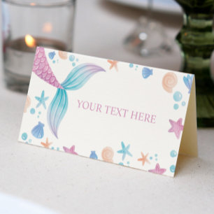Pastel Mermaid Girl Birthday Place Card
