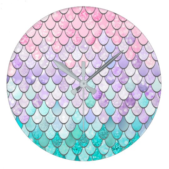 Pastel Mermaid Girls Bedroom Nursery Wall Clock