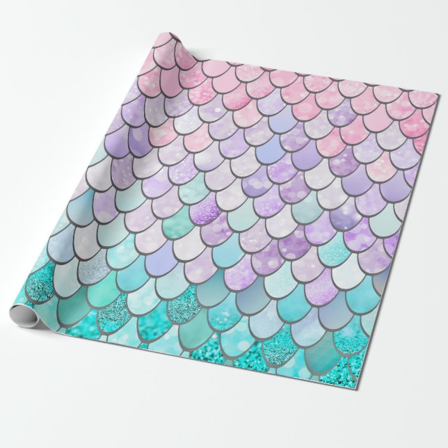 Pastel Mermaid Girls Gift Wrapping Paper (Unrolled)