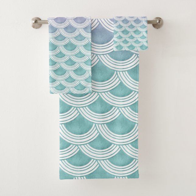 Pastel Mermaid Scales #1 Bath Towel Set (Insitu)