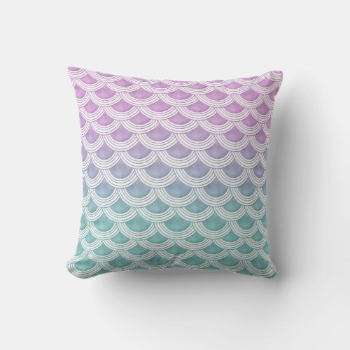 Pastel Mermaid Scales 1 Throw Pillow