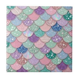 Pastel Mermaid Scales Ceramic Tiles