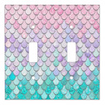 Pastel Mermaid Scales Double Light Switch Toggle at Zazzle