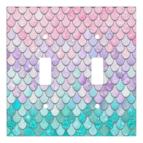 Pastel Mermaid Scales Double Light Switch Toggle